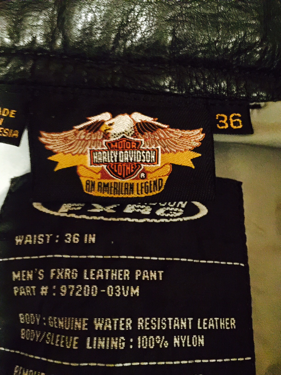 HARLEY DAVIDSON FXRG Leather PANTS, 30328