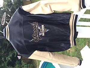 Mens large two-tone leather jacket-back.jpg