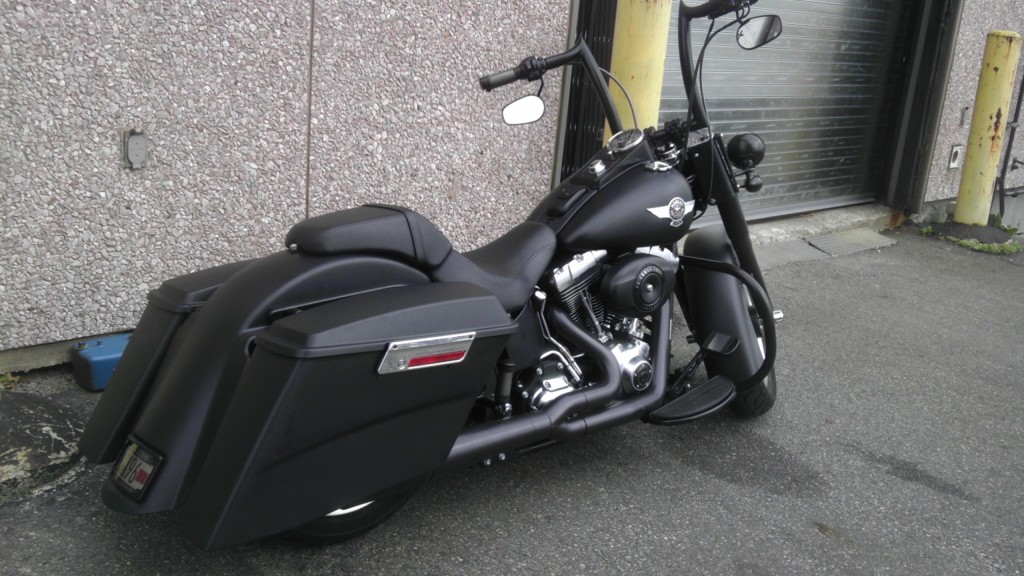 harley fatboy with hard bags