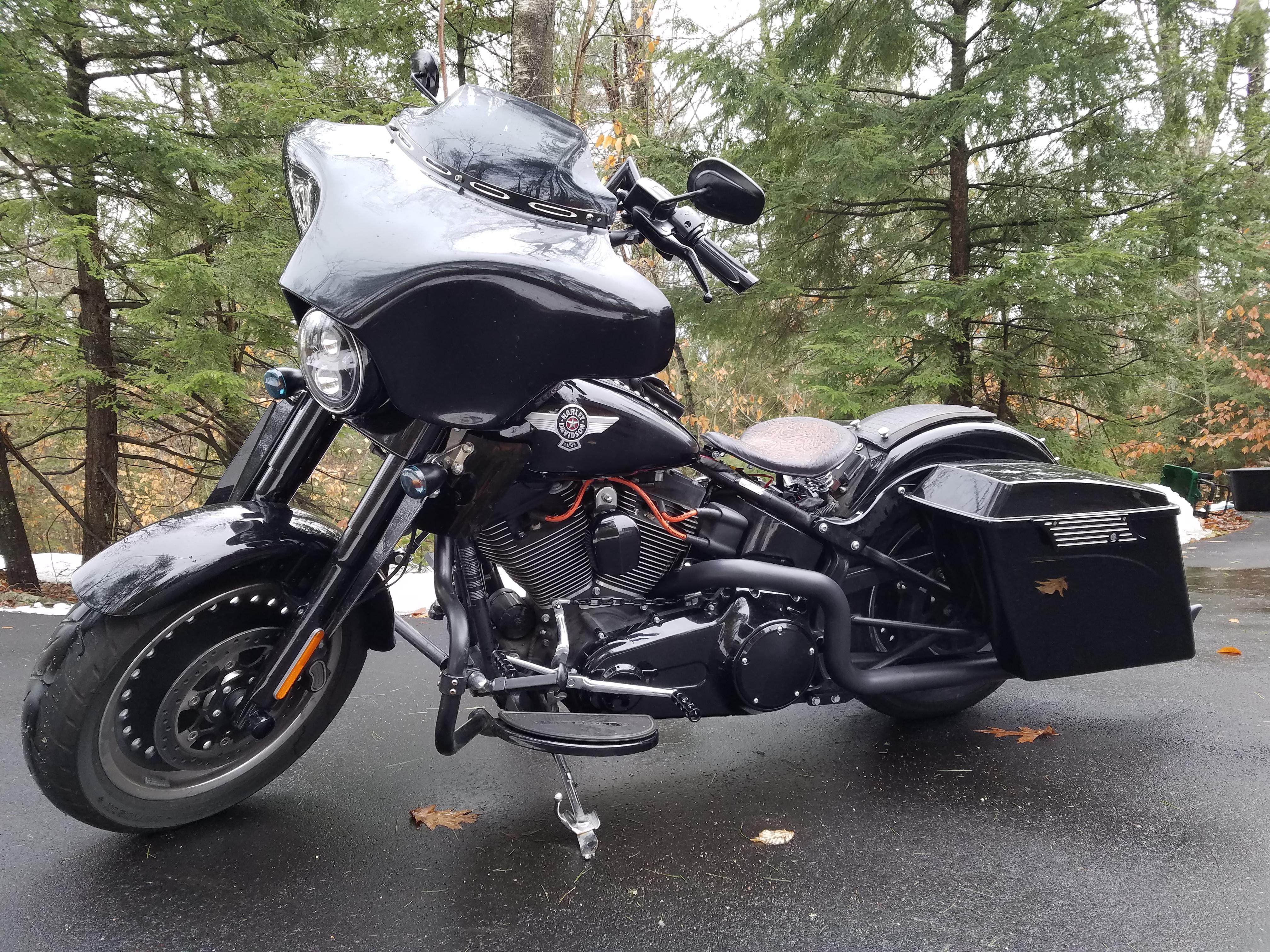 Harley fatboy clearance with hard bags