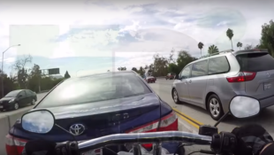 GOING VIRAL: Harley Rider Schools Car-Driving Idiot (Video)